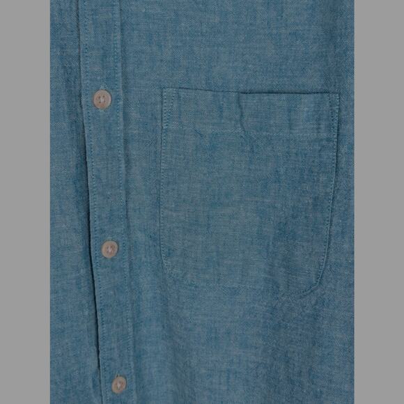 Old navy slim Sz M Teal green mens Linen shirt GUC Chest 41"CB length31"Sleev26" - Picture 3 of 7